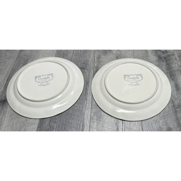 VTG Cordella Stoneware Burnet Dinner Plates 10.5" Cream Brown‎ Floral Set of 2 - Picture 3 of 11